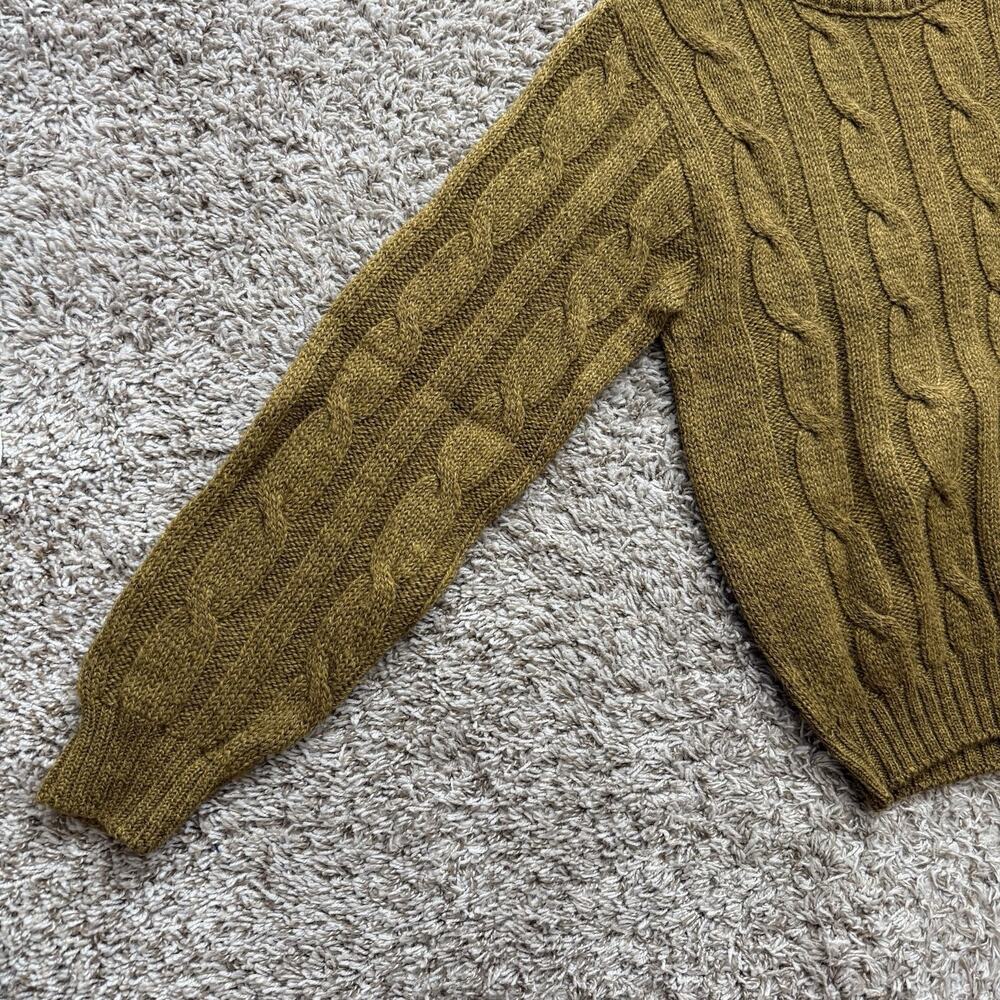 Vintage Varsity Shop Towne And King Cable Knit Wool Sweater Size M Green Brown - Picture 5 of 10